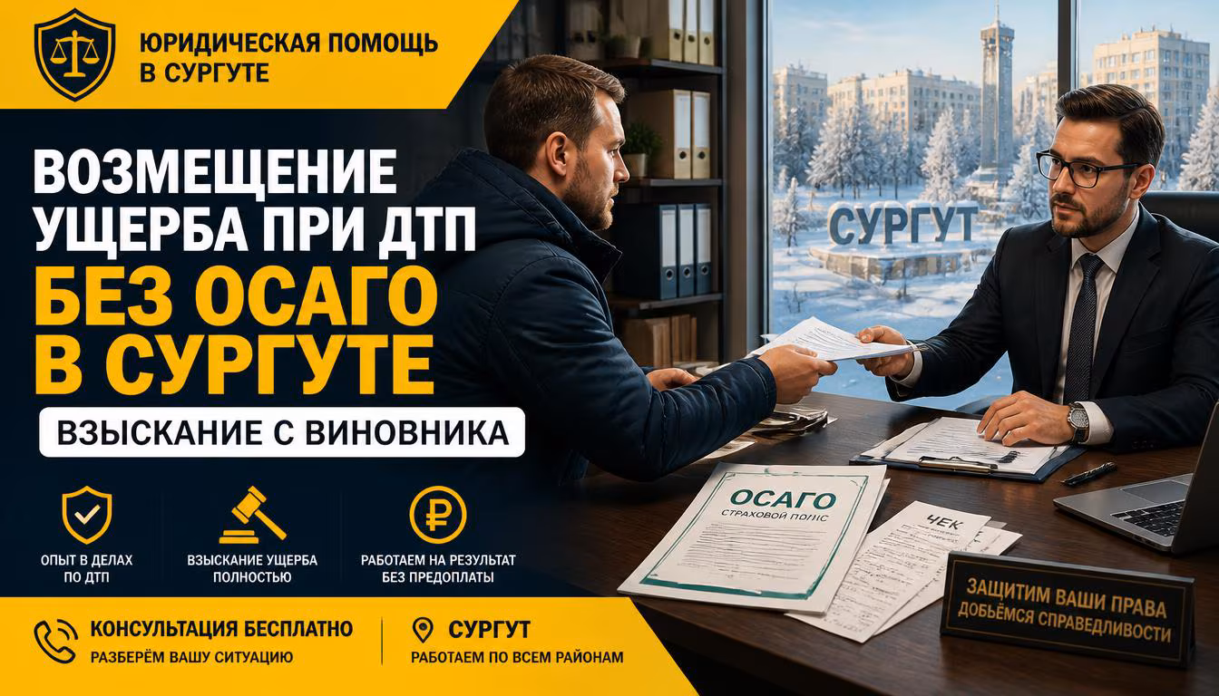 Возмещение ущерба при ДТП без ОСАГО в Сургуте: взыскание с виновника